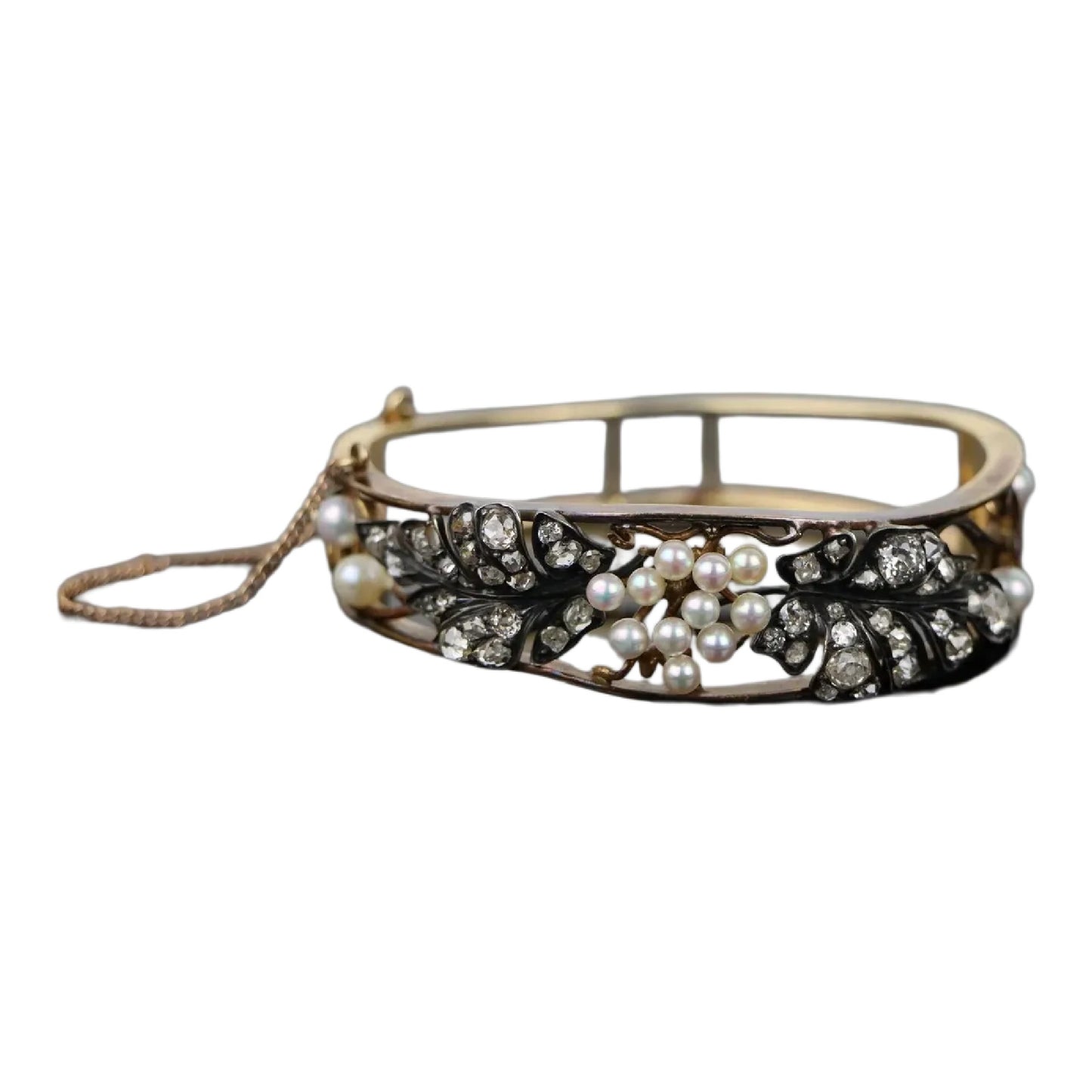 Victorian Diamond & Pearl Cuff Bracelet