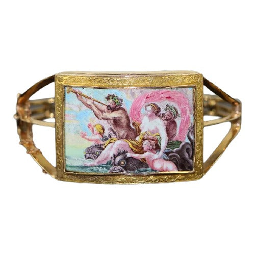 Antique Victorian Hand Painted Gold Bracelet