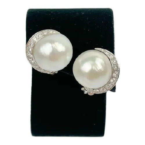 Vintage Seaman Schepps Pair of 14k Gold Pearl Earrings