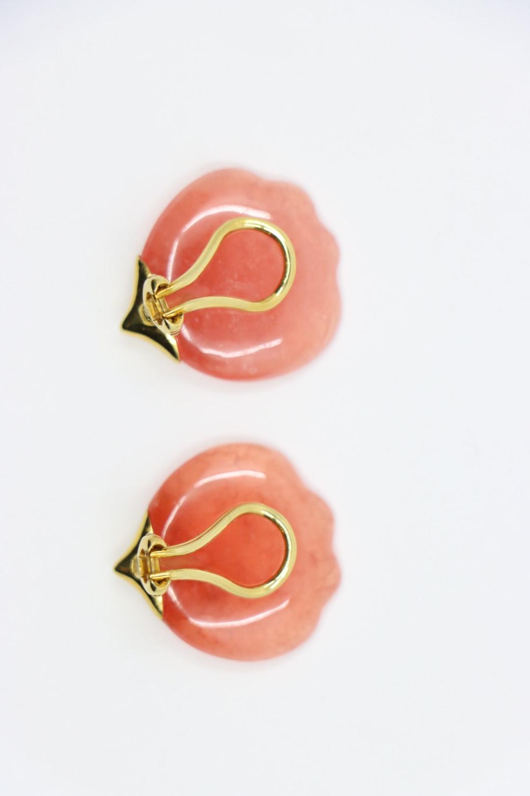 Tiffany & Co. 18K Gold Pink Quartz Tulip Earrings