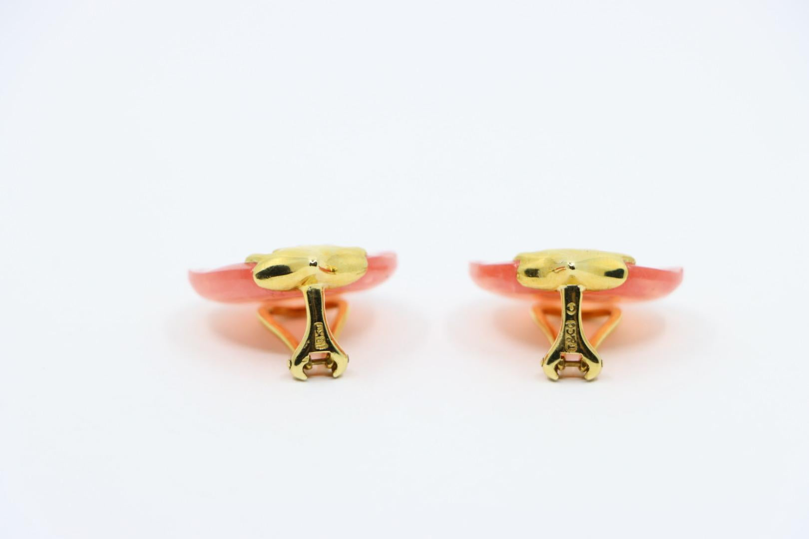 Tiffany & Co. 18K Gold Pink Quartz Tulip Earrings