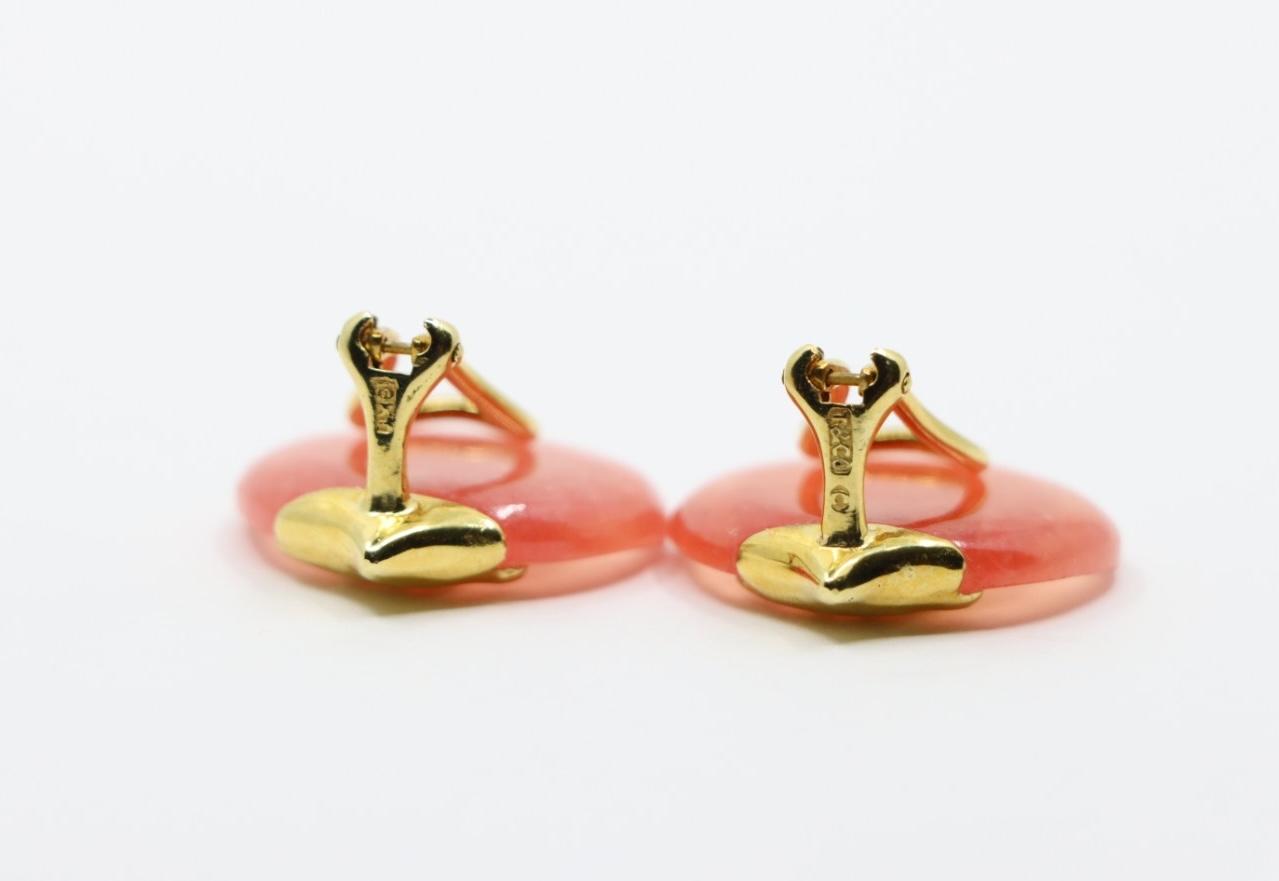 Tiffany & Co. 18K Gold Pink Quartz Tulip Earrings