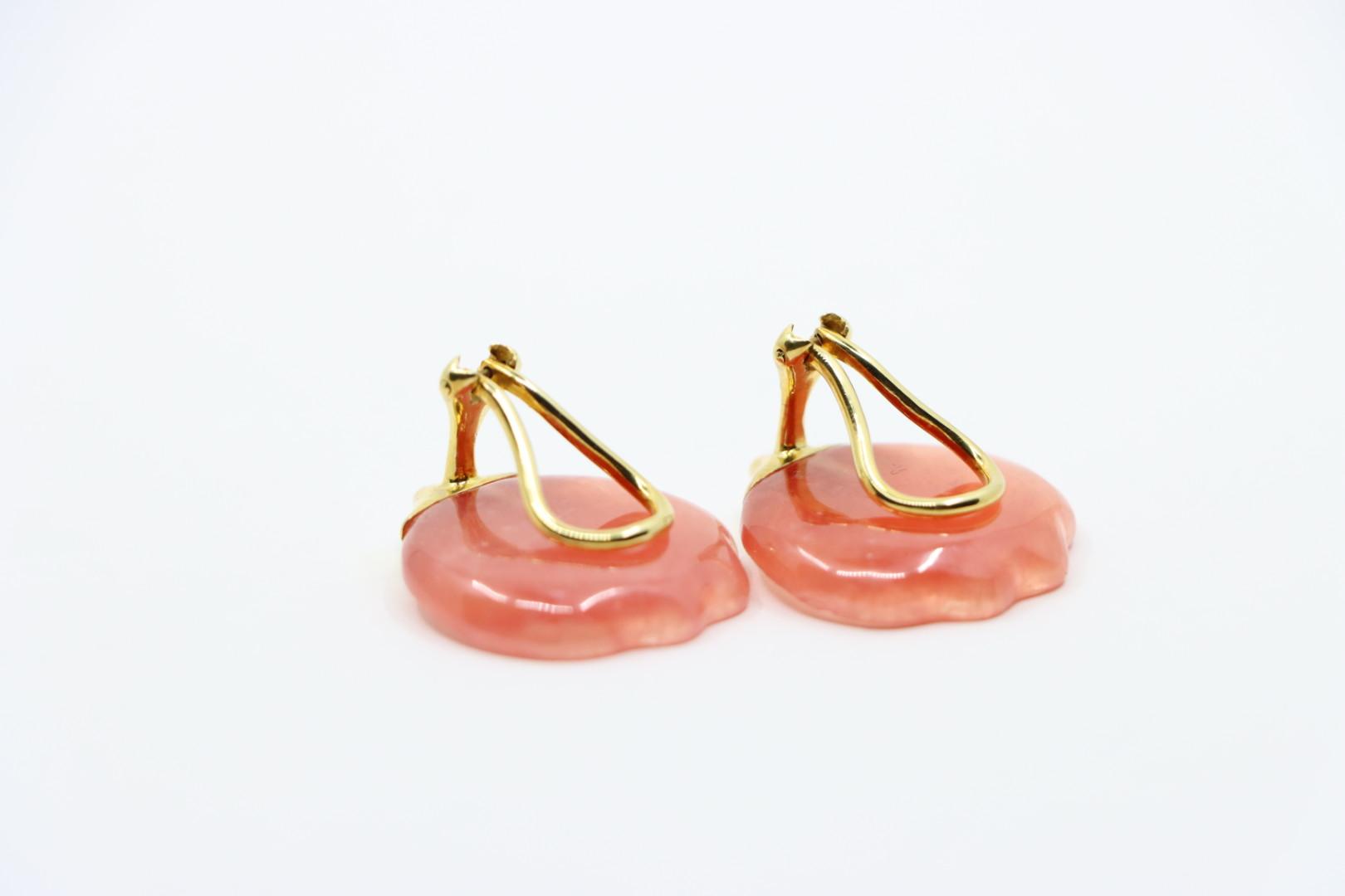 Tiffany & Co. 18K Gold Pink Quartz Tulip Earrings