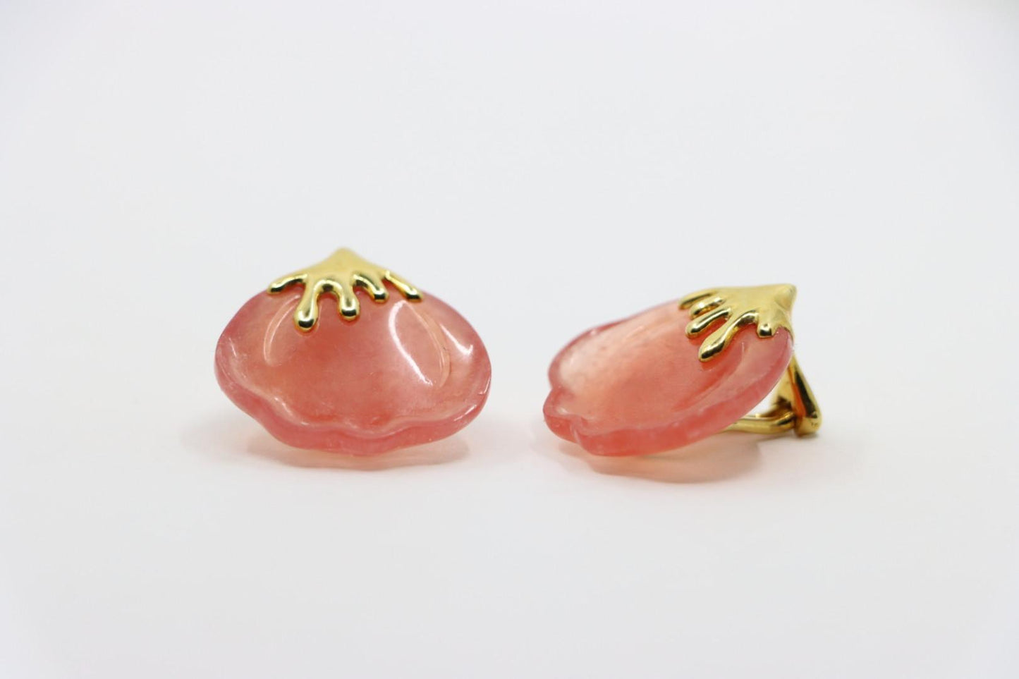 Tiffany & Co. 18K Gold Pink Quartz Tulip Earrings