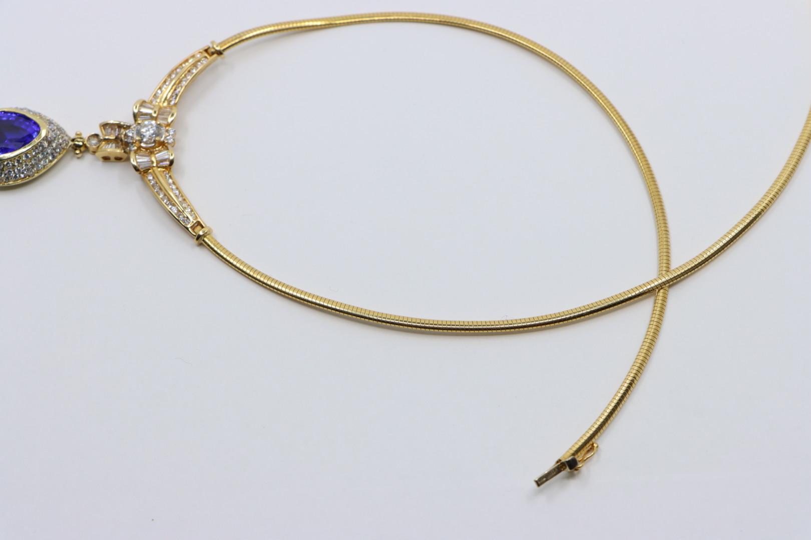 Vintage 18K Gold Diamond Tanzanite Necklace