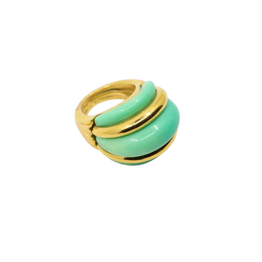 Kenneth Jay Lane KJL Gold Tone Turquoise-Like Resin Ring