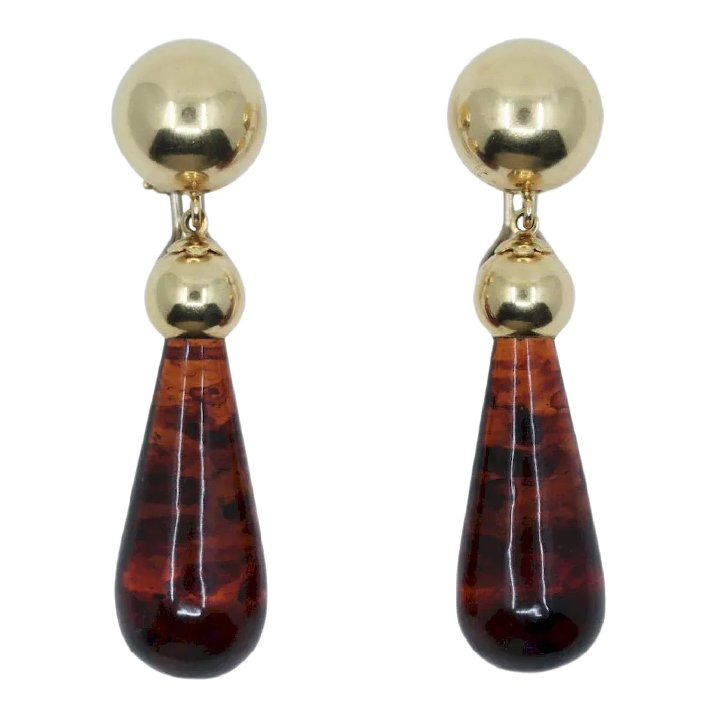 Vintage 18K Gold Lagi Amber Dorp Earrings