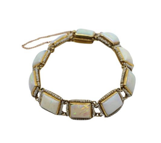 14K Gold Seed Pearl Opal Bracelet
