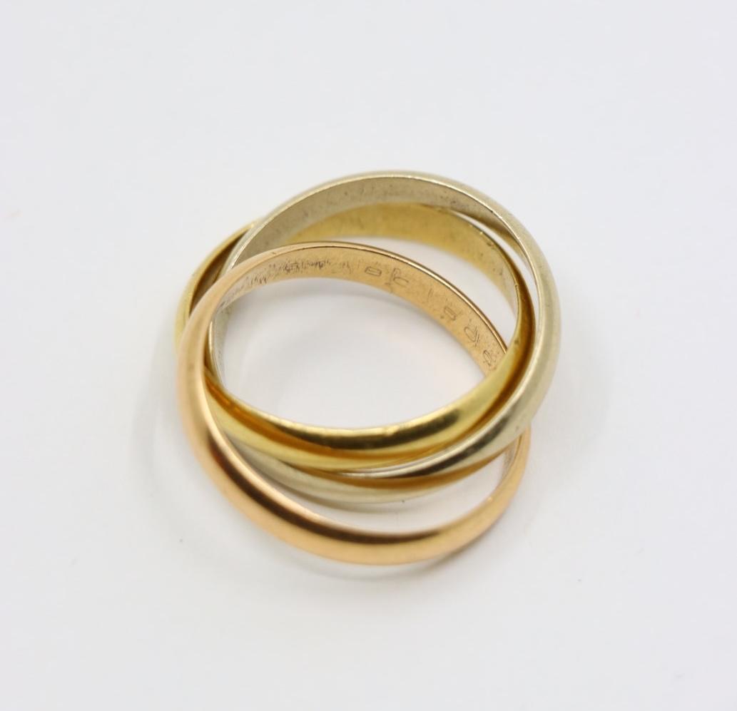 Vintage Cartier 18K White & Rose & Yellow Gold Trinity Ring