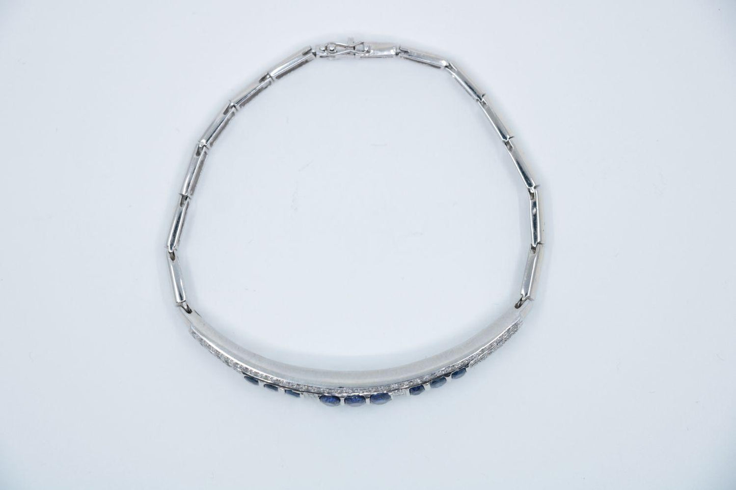 Vintage 18K White Gold Sapphire Diamond Bracelet