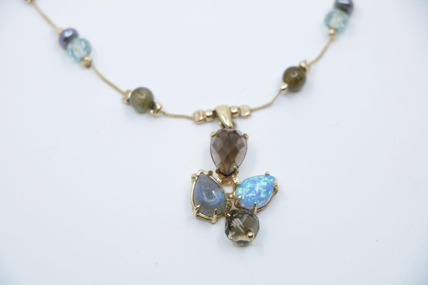 Vintage 14K Gold Gem Set Necklace