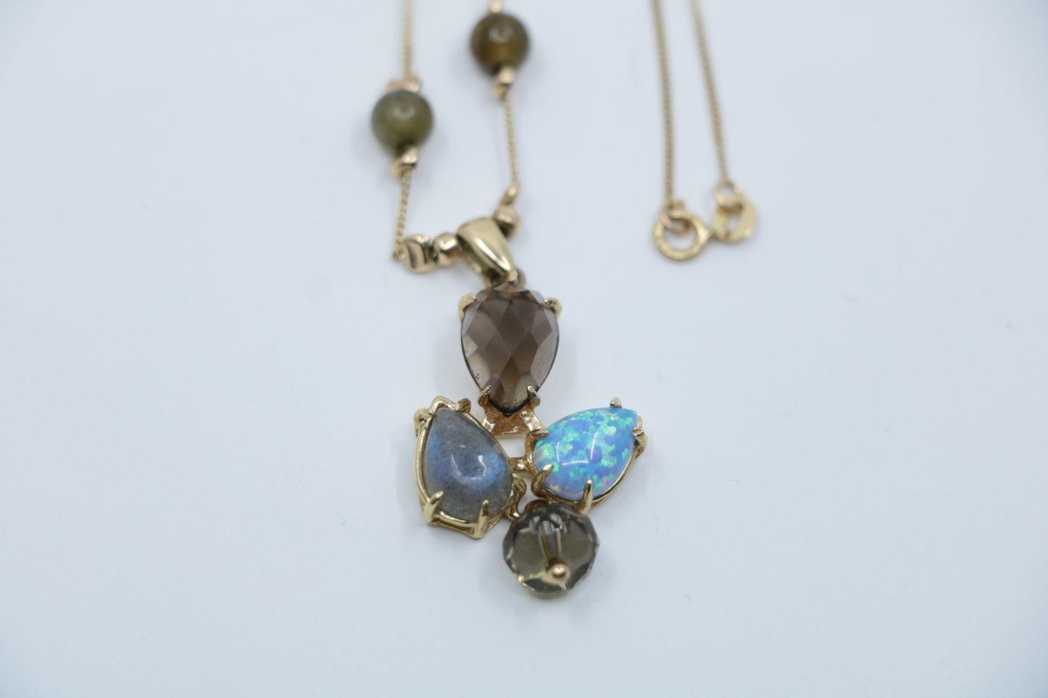 Vintage 14K Gold Gem Set Necklace