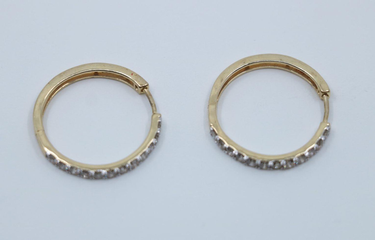 Vintage 10K Gold Diamond Hoop Earrings