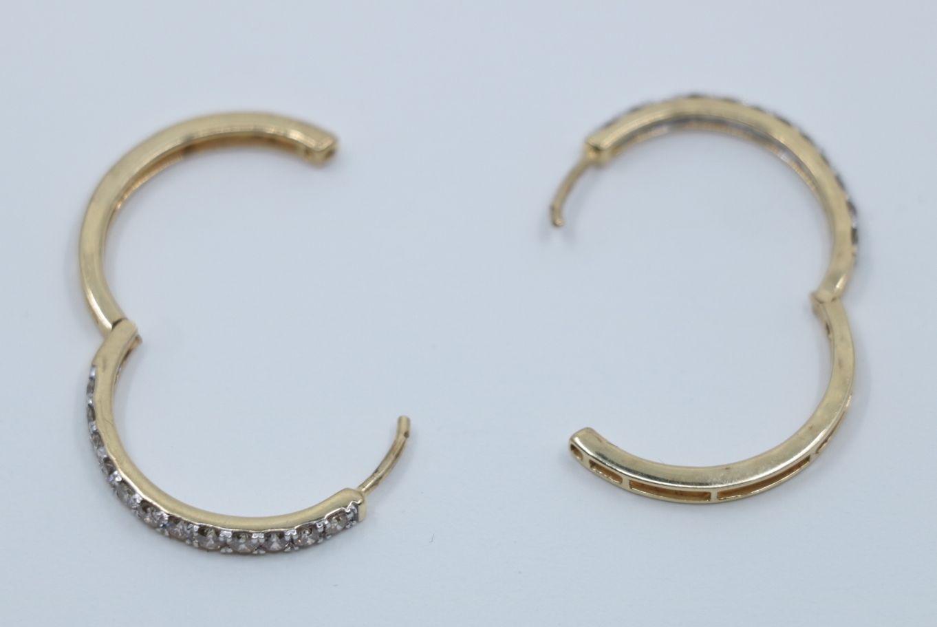 Vintage 10K Gold Diamond Hoop Earrings