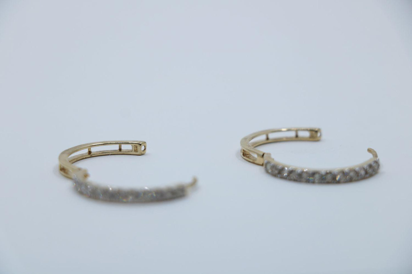 Vintage 10K Gold Diamond Hoop Earrings