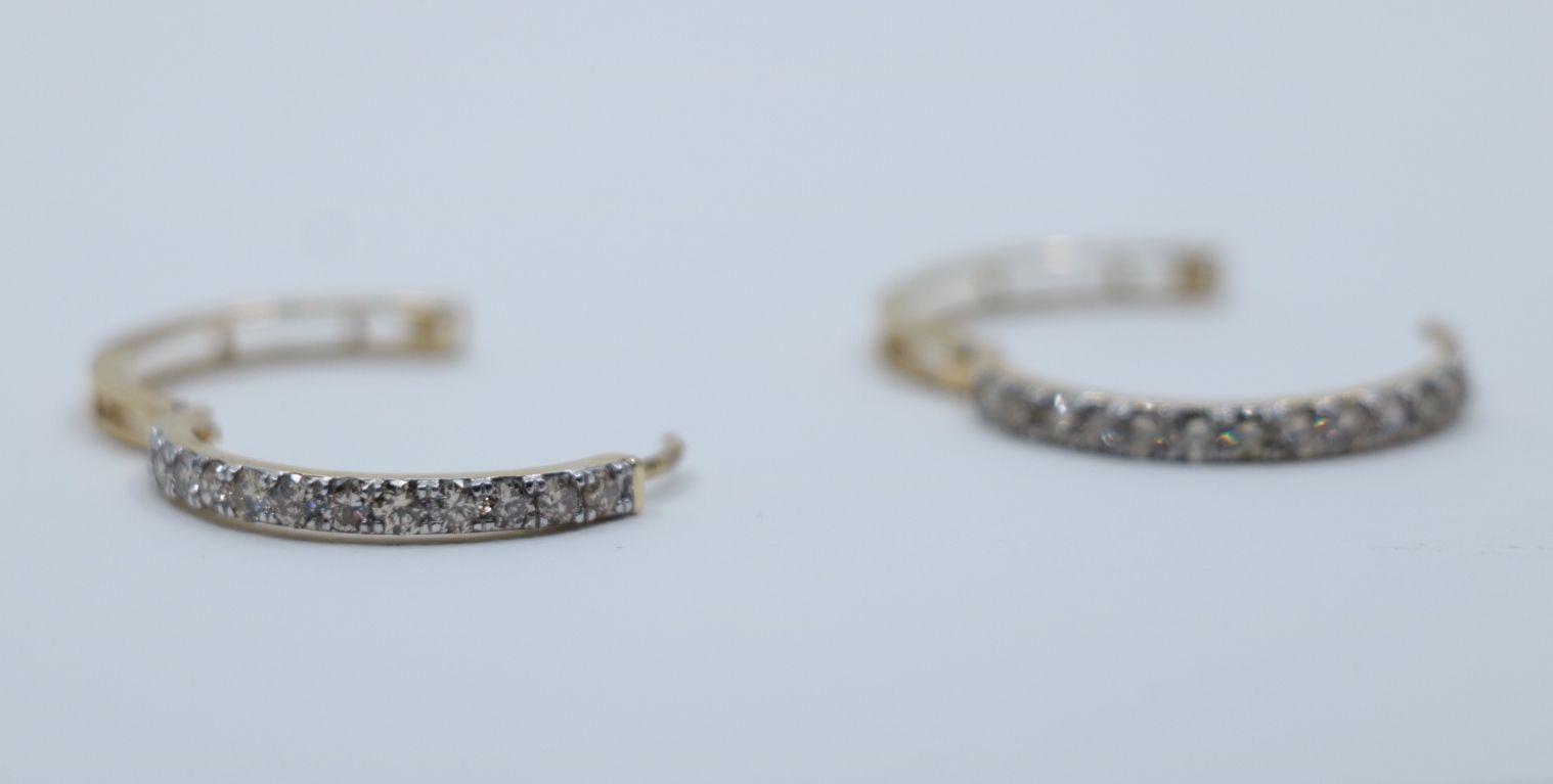 Vintage 10K Gold Diamond Hoop Earrings