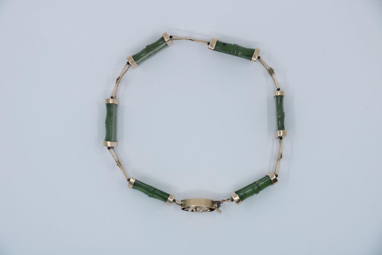 Vintage 14K Gold Jade Bamboo Bracelet