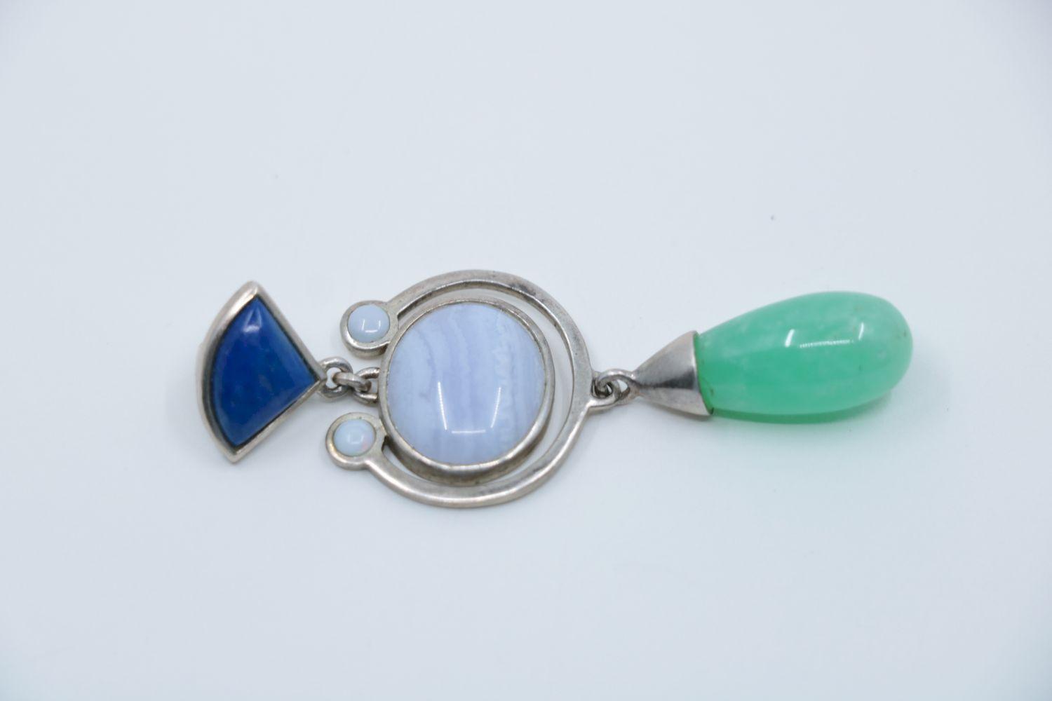 Vintage Silver Ladies Agate Quartz Pendant