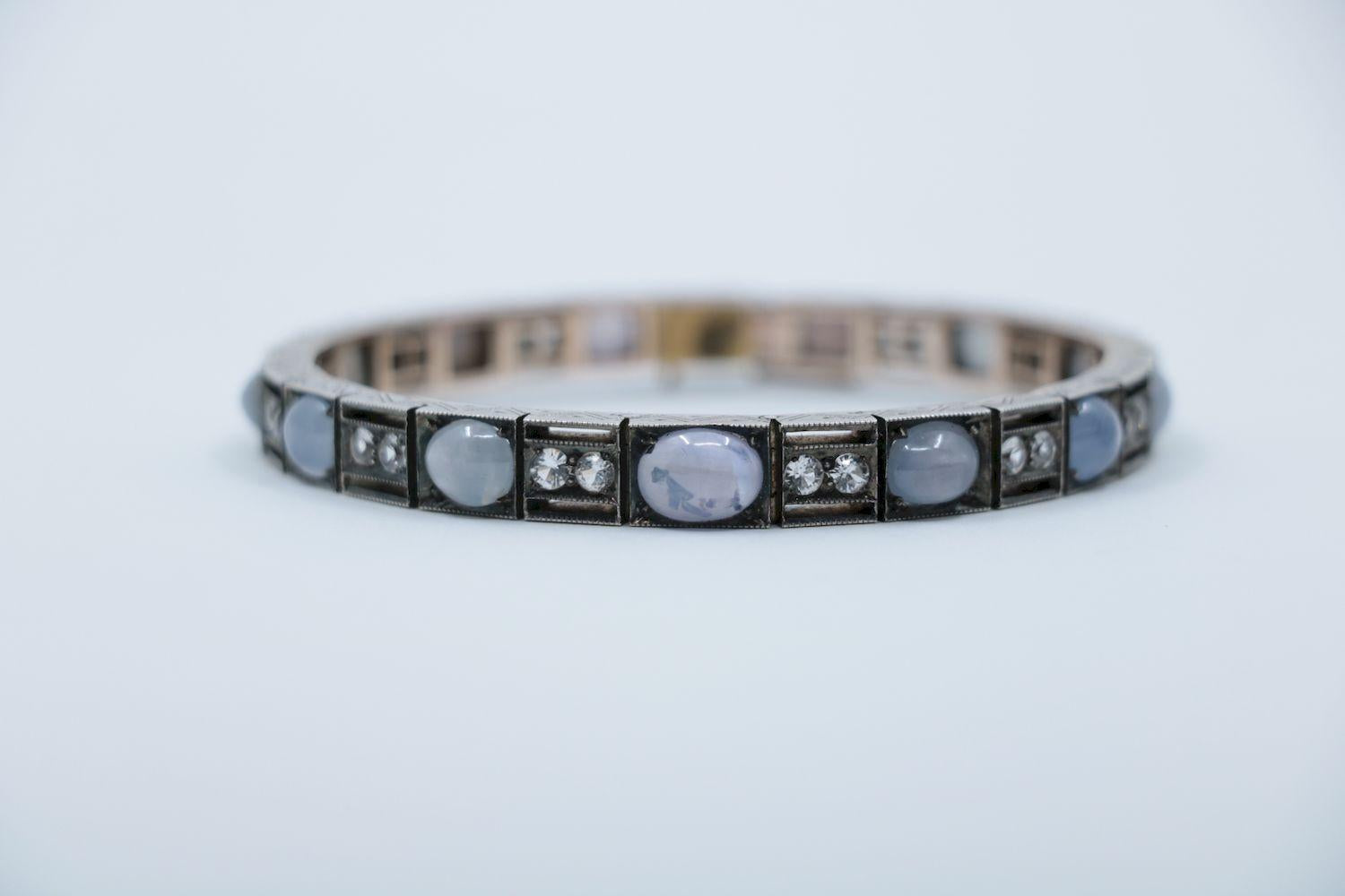 Vintage Gold & Silver Star Sapphire Diamond Bracelet