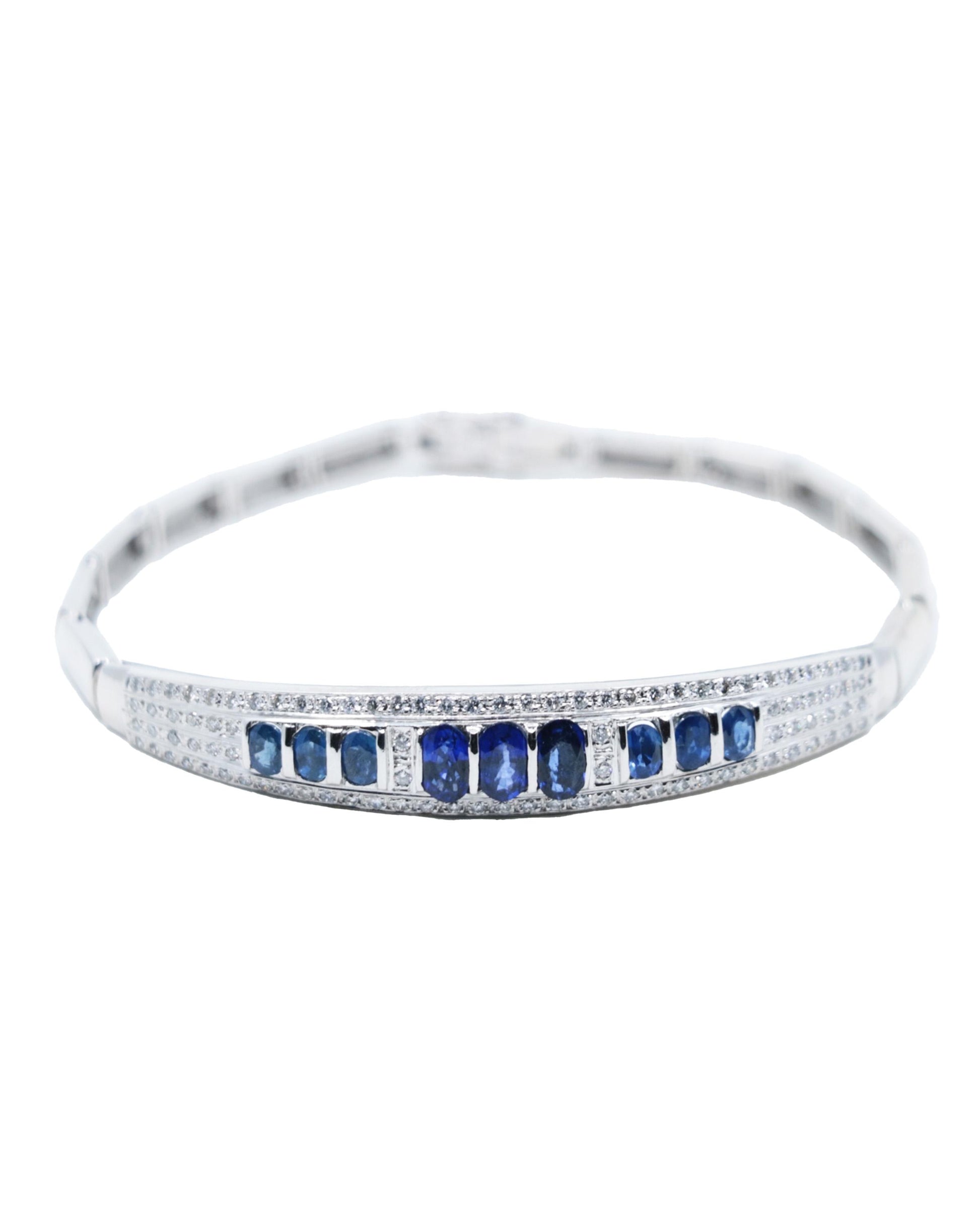 Vintage 18K White Gold Sapphire Diamond Bracelet