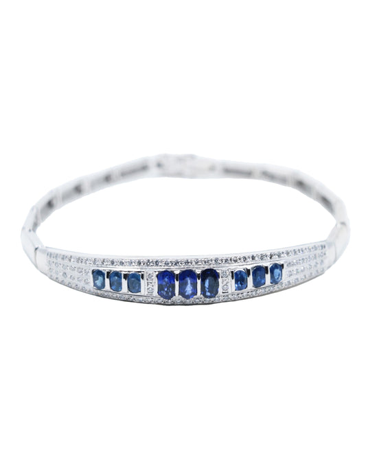 Vintage 18K White Gold Sapphire Diamond Bracelet