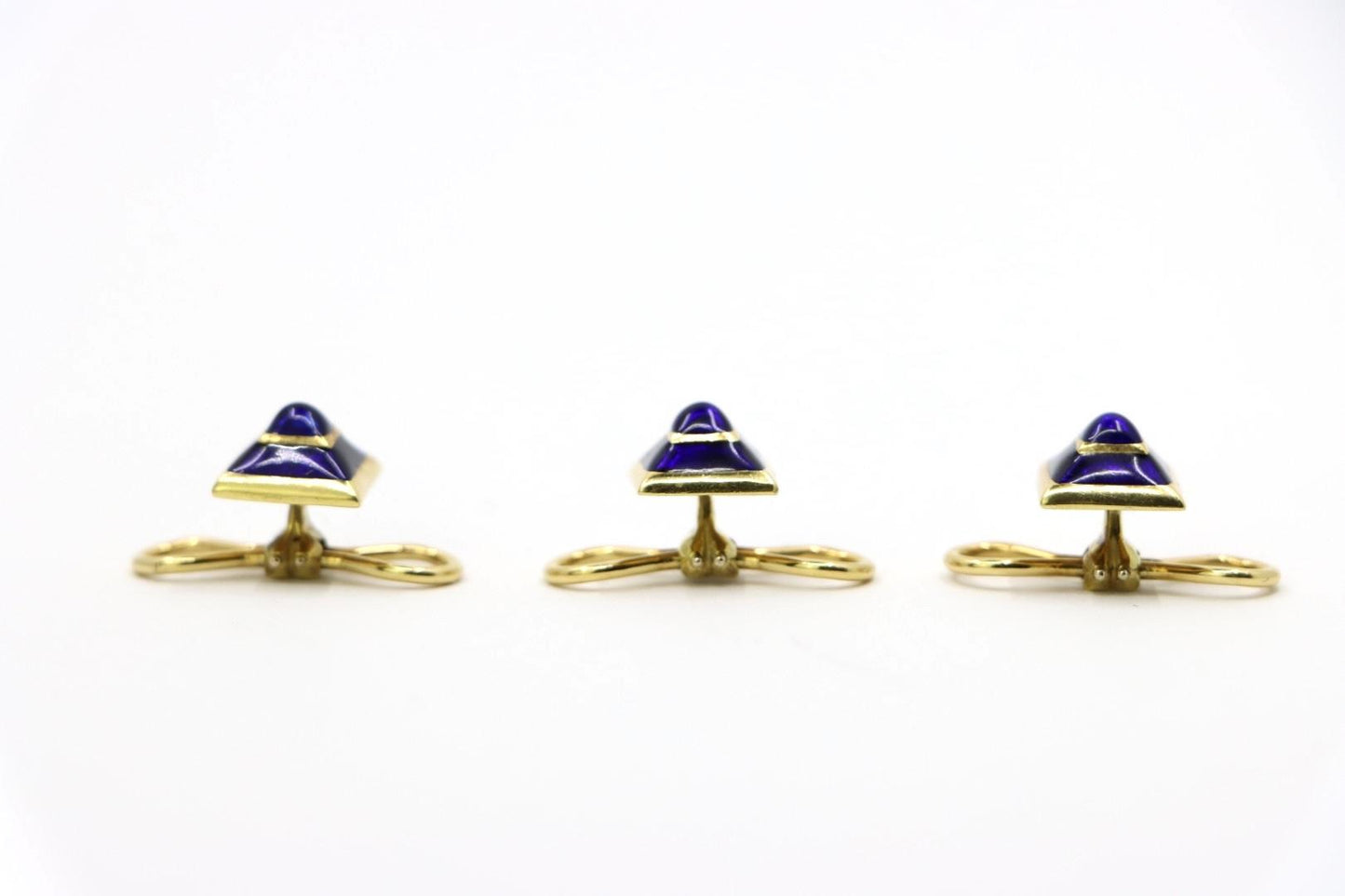 Vintage David Webb 18K Gold Enamel Cufflink Set