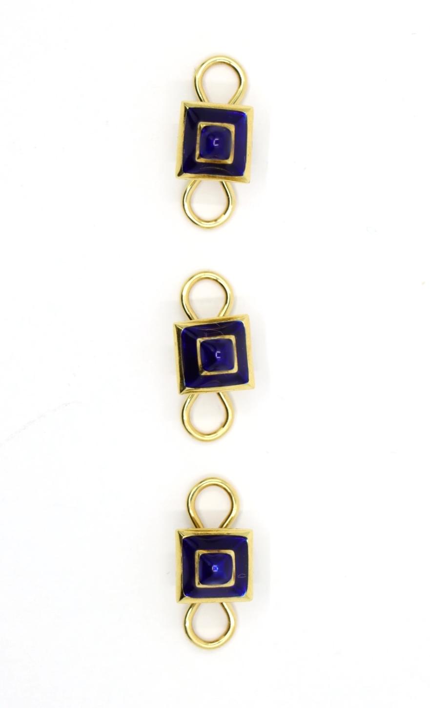 Vintage David Webb 18K Gold Enamel Cufflink Set