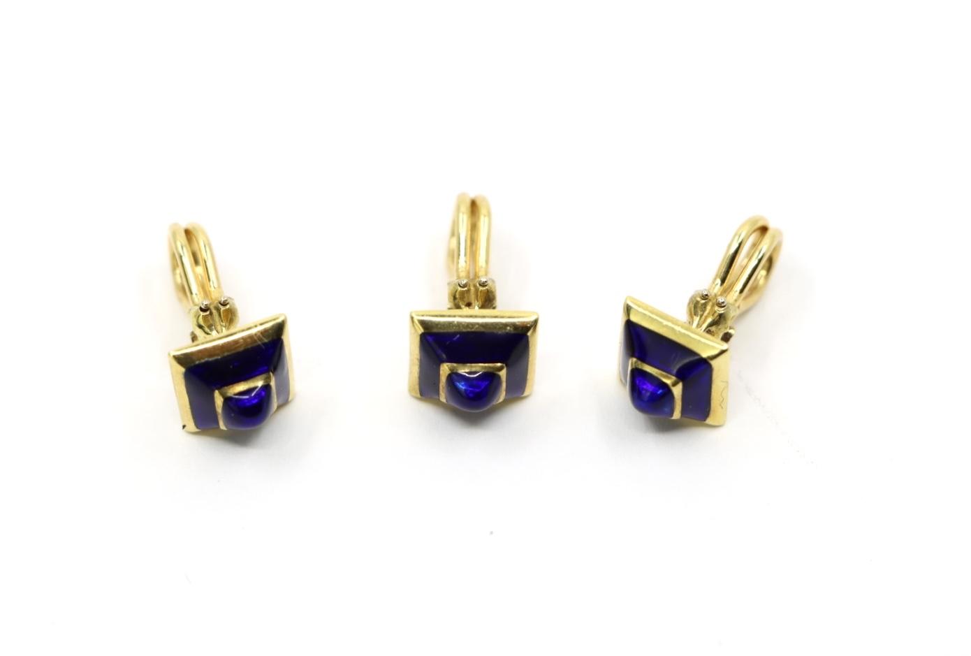 Vintage David Webb 18K Gold Enamel Cufflink Set