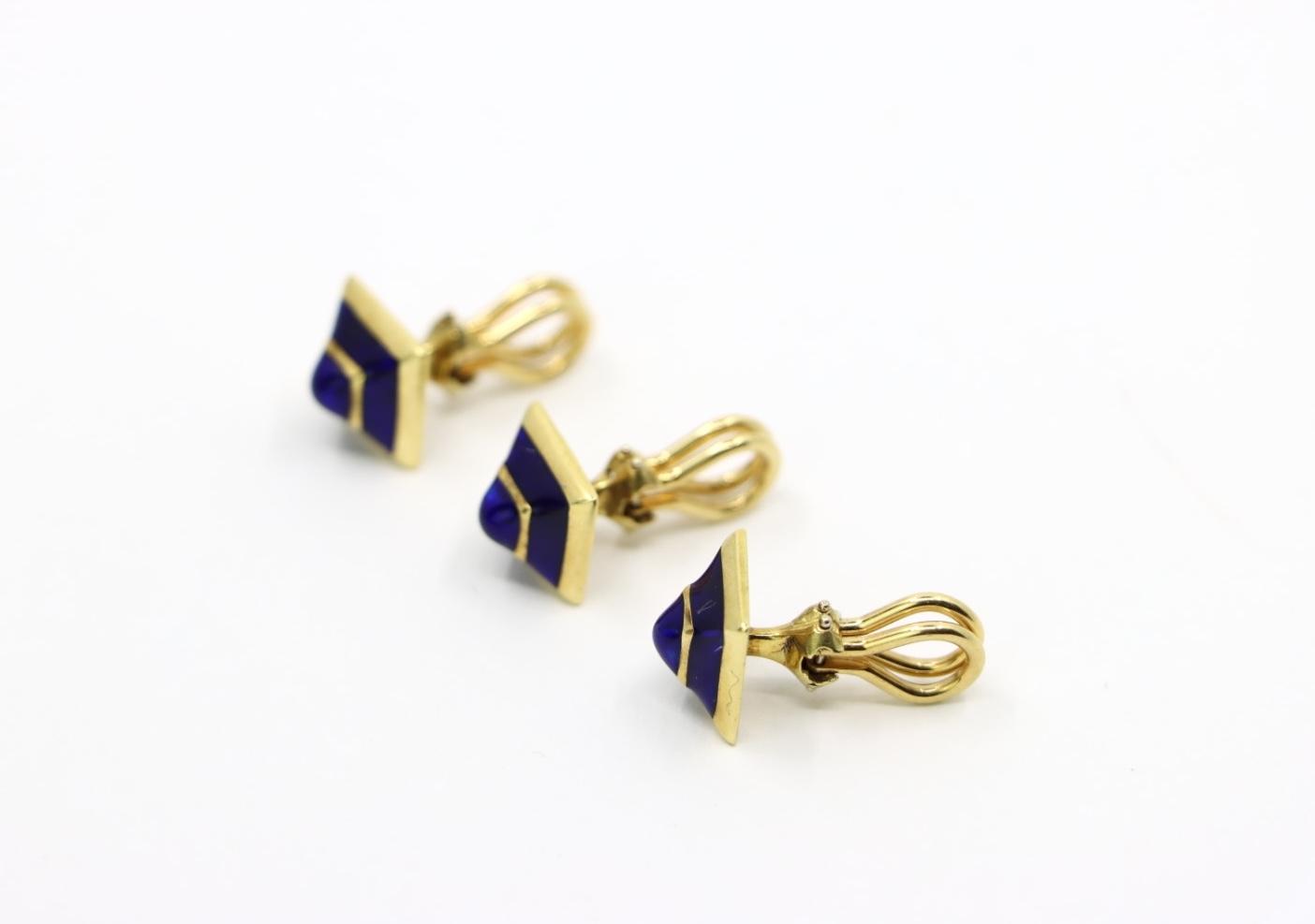 Vintage David Webb 18K Gold Enamel Cufflink Set