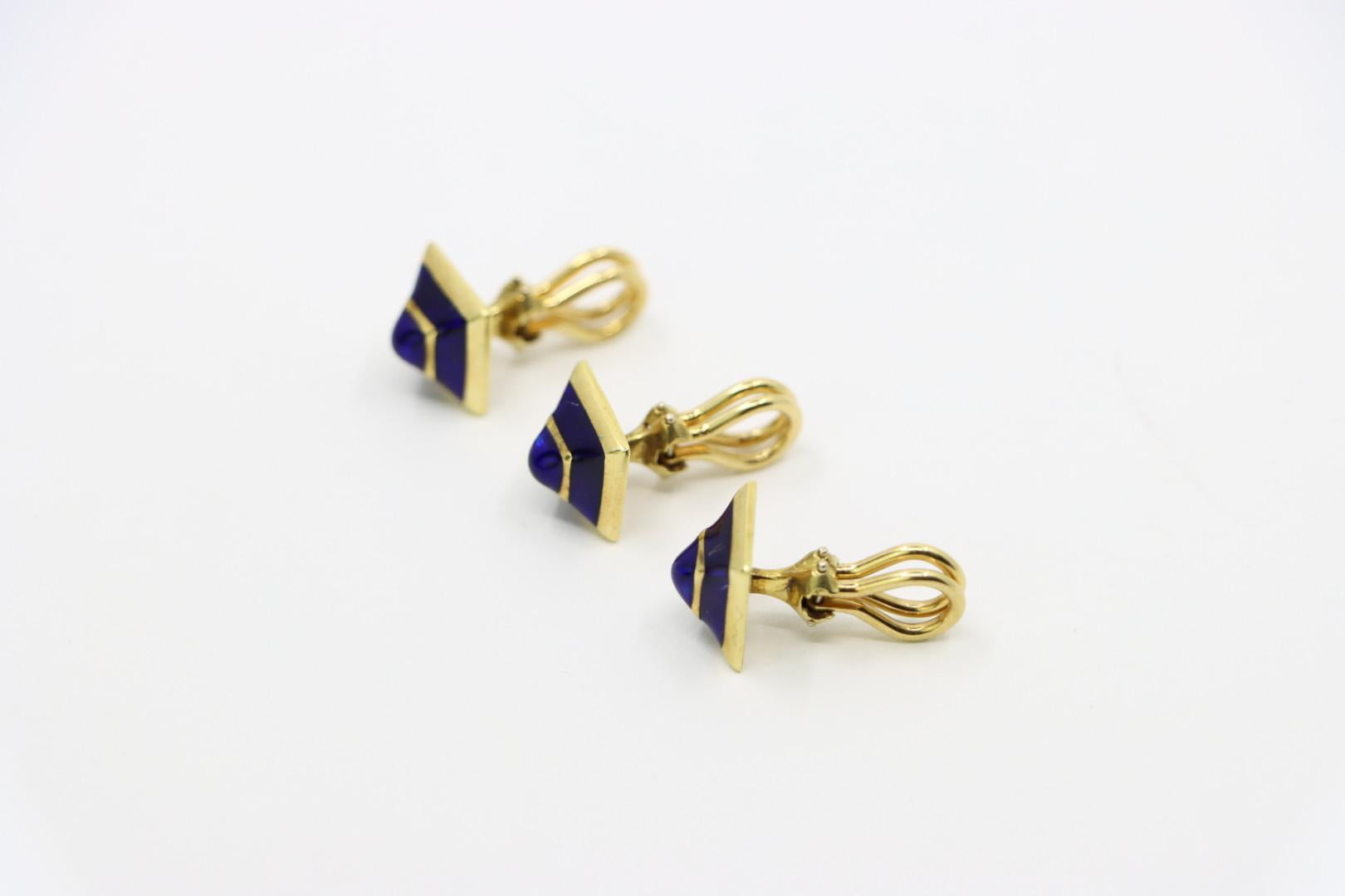 Vintage David Webb 18K Gold Enamel Cufflink Set