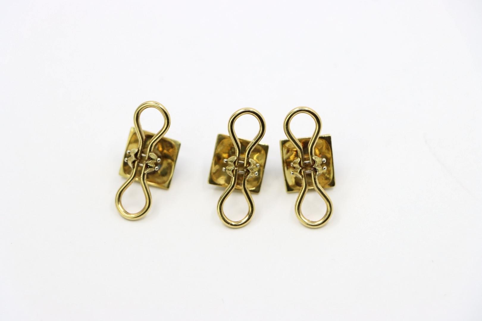 Vintage David Webb 18K Gold Enamel Cufflink Set