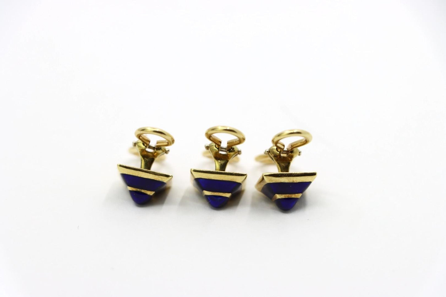 Vintage David Webb 18K Gold Enamel Cufflink Set