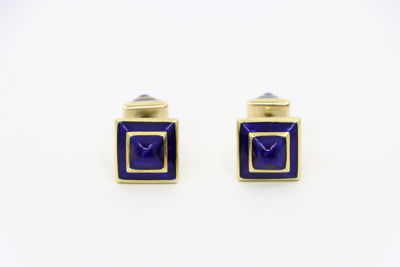 Vintage David Webb 18K Gold Enamel Cufflink Set