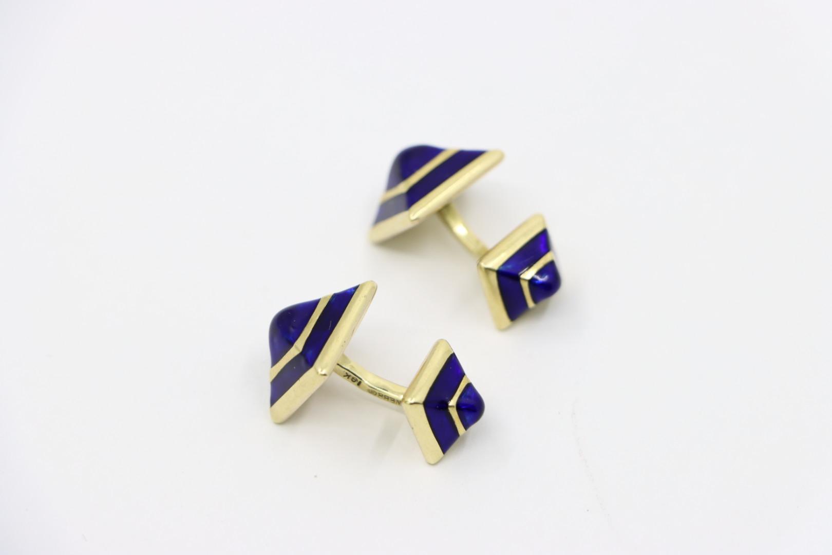 Vintage David Webb 18K Gold Enamel Cufflink Set