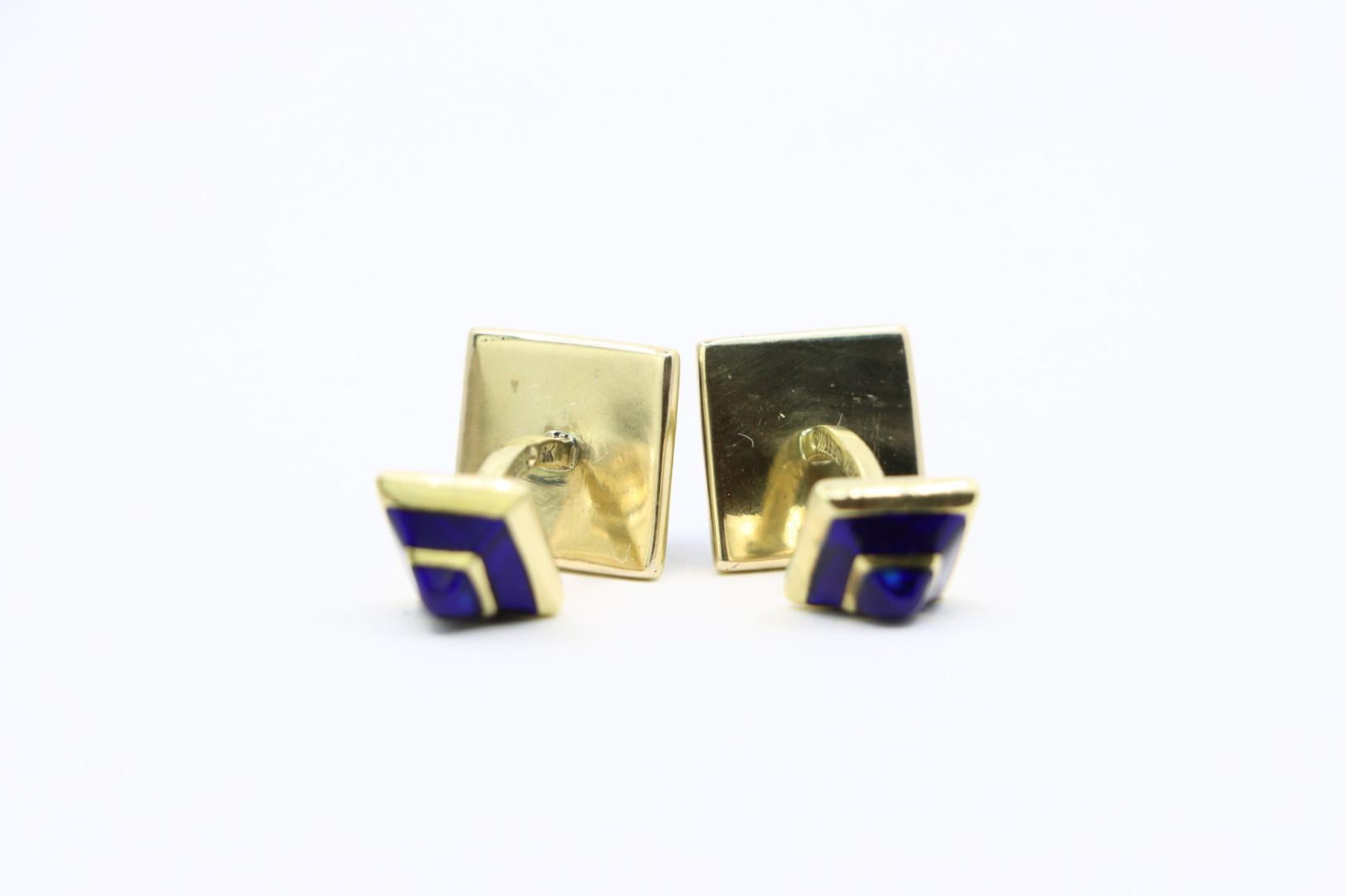 Vintage David Webb 18K Gold Enamel Cufflink Set