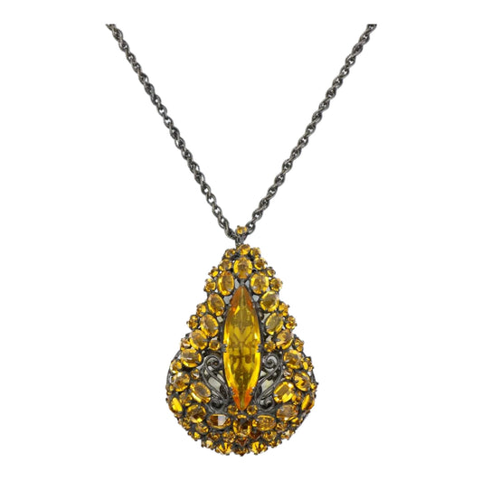 Rare Schreiner Yellow Crystal Pendant Necklace