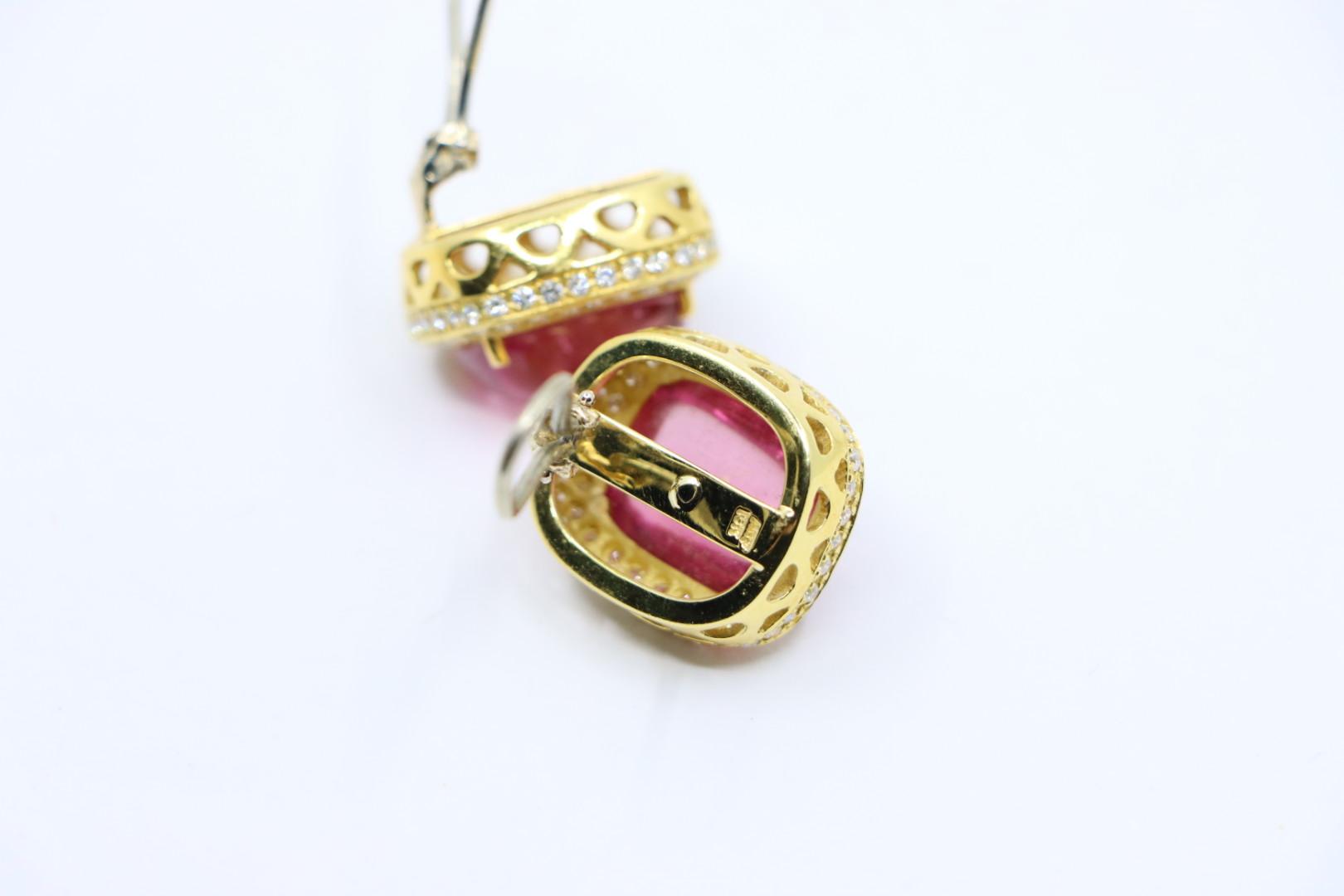 ANF 18K Gold Pink Tourmaline Diamonds Earring