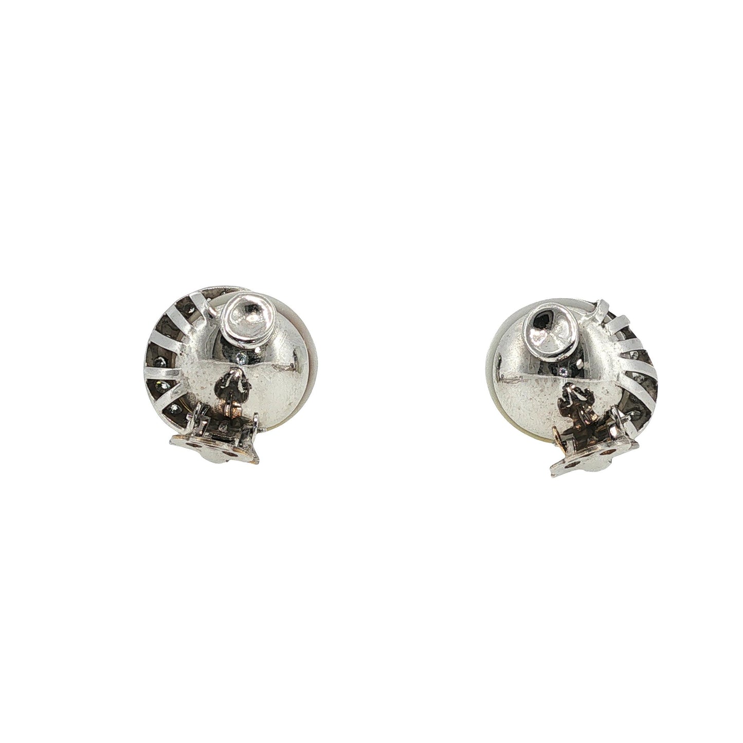 Vintage Seaman Schepps 14K White Gold Pearl and Diamond Earrings