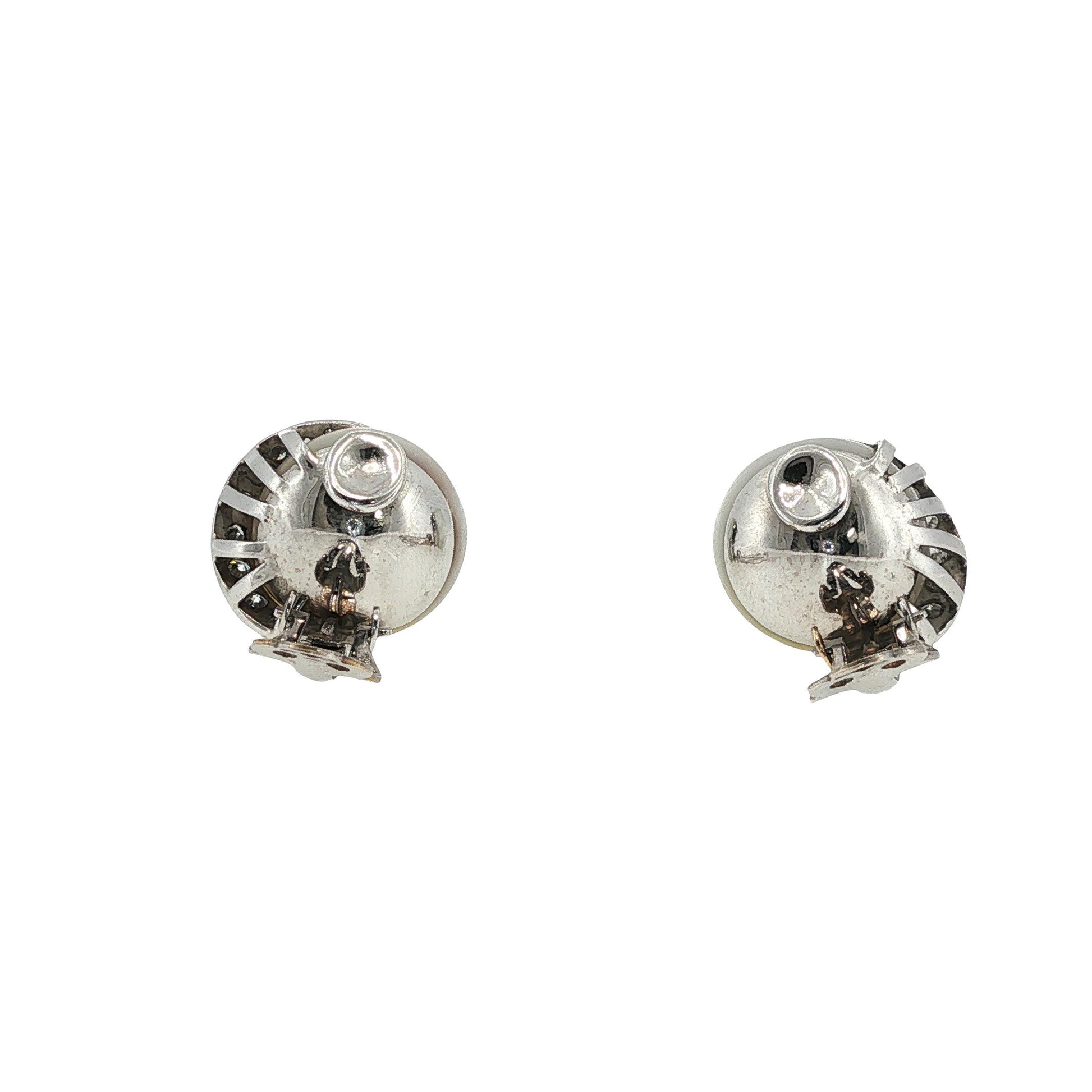 Vintage Seaman Schepps 14K White Gold Pearl and Diamond Earrings