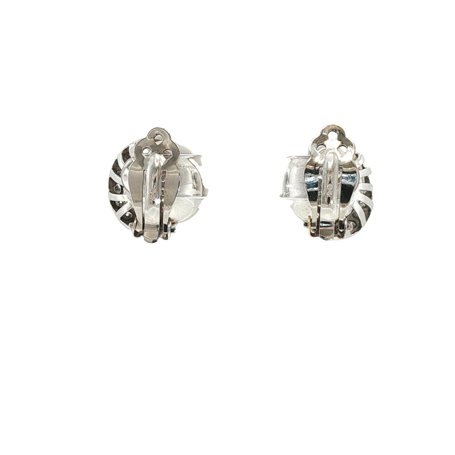 Vintage Seaman Schepps 14K White Gold Pearl and Diamond Earrings
