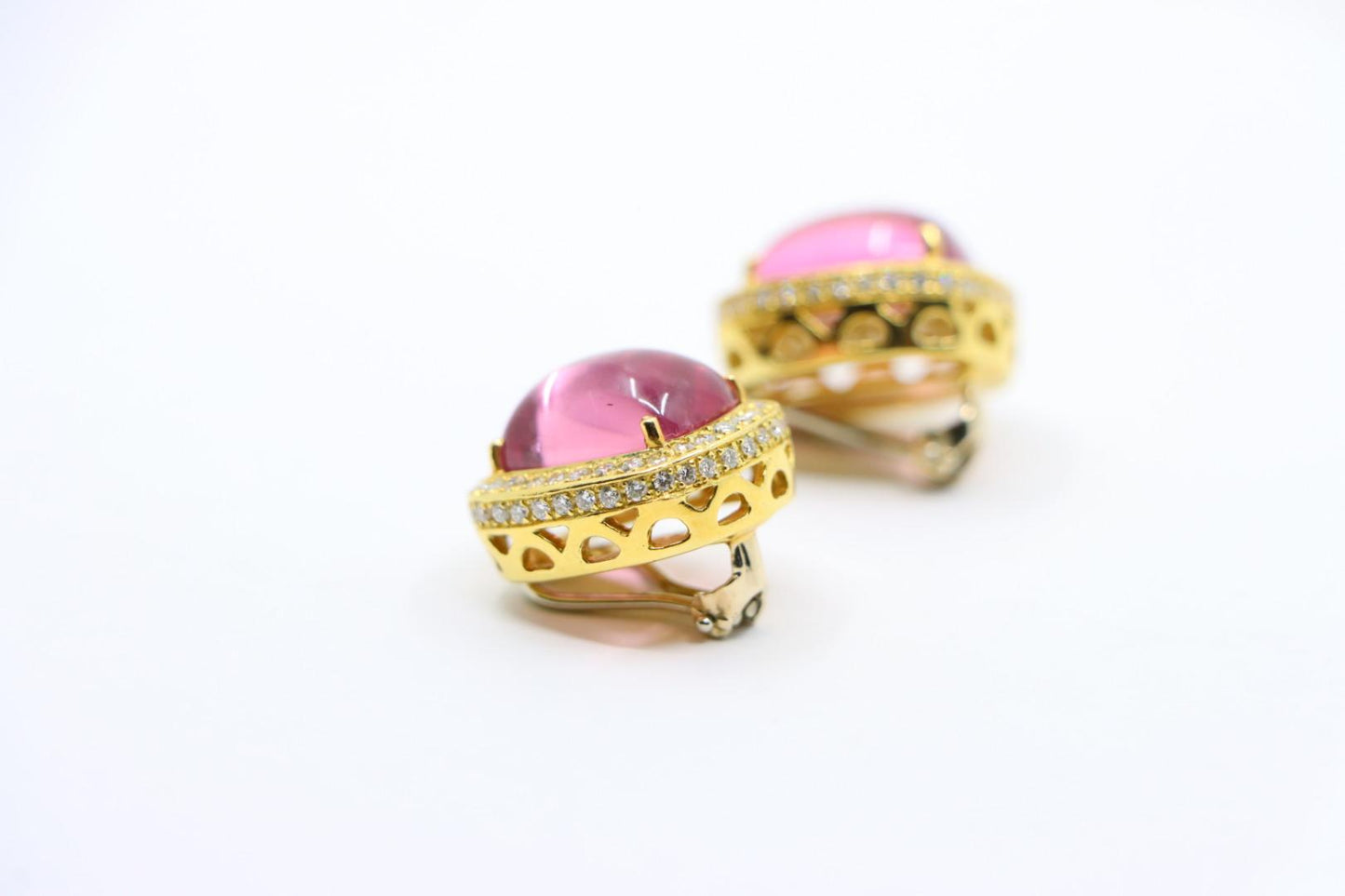 ANF 18K Gold Pink Tourmaline Diamonds Earring