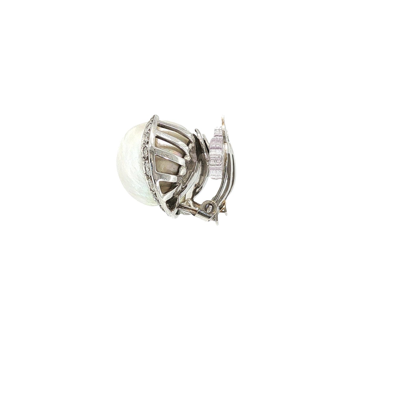 Vintage Seaman Schepps 14K White Gold Pearl and Diamond Earrings