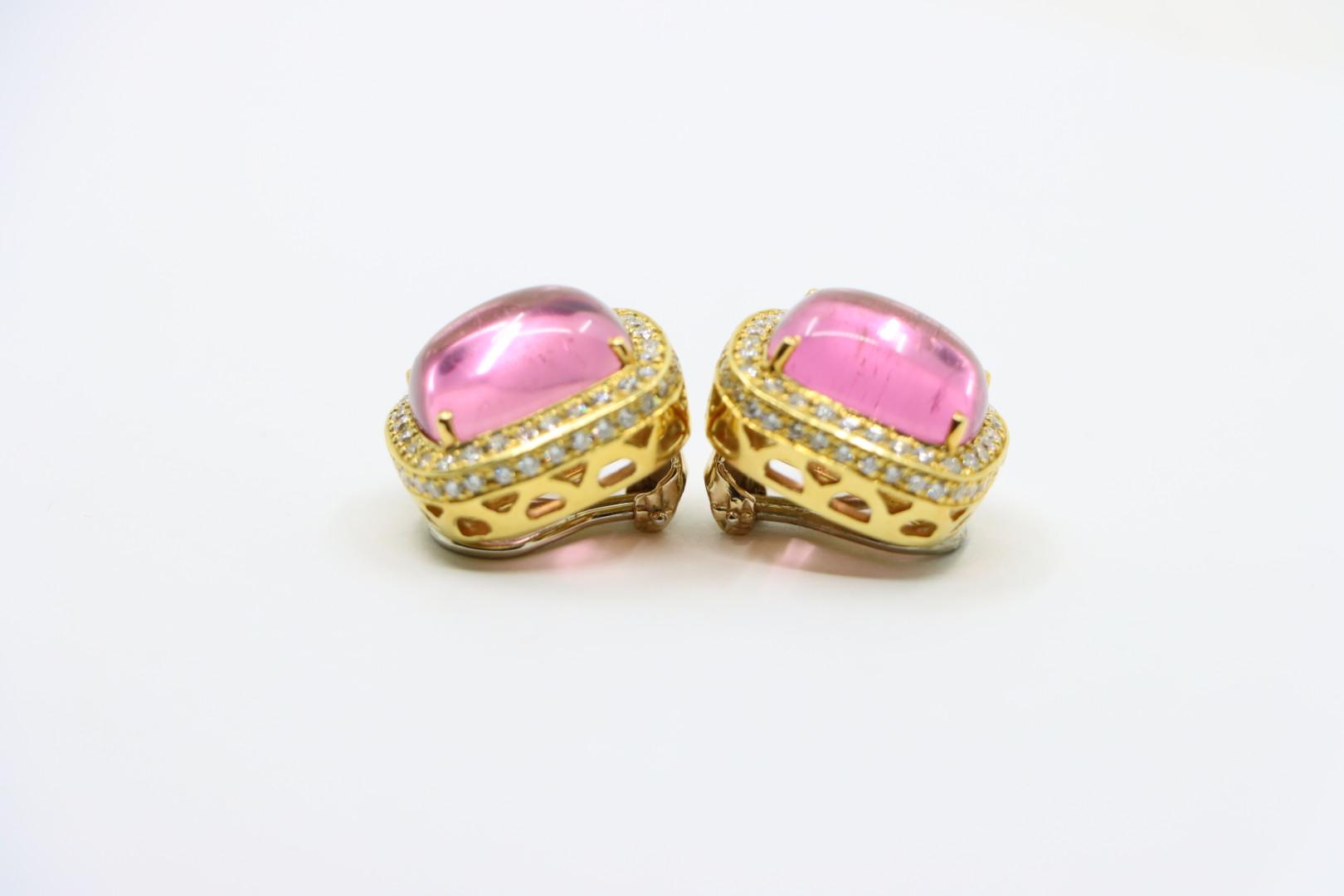 ANF 18K Gold Pink Tourmaline Diamonds Earring