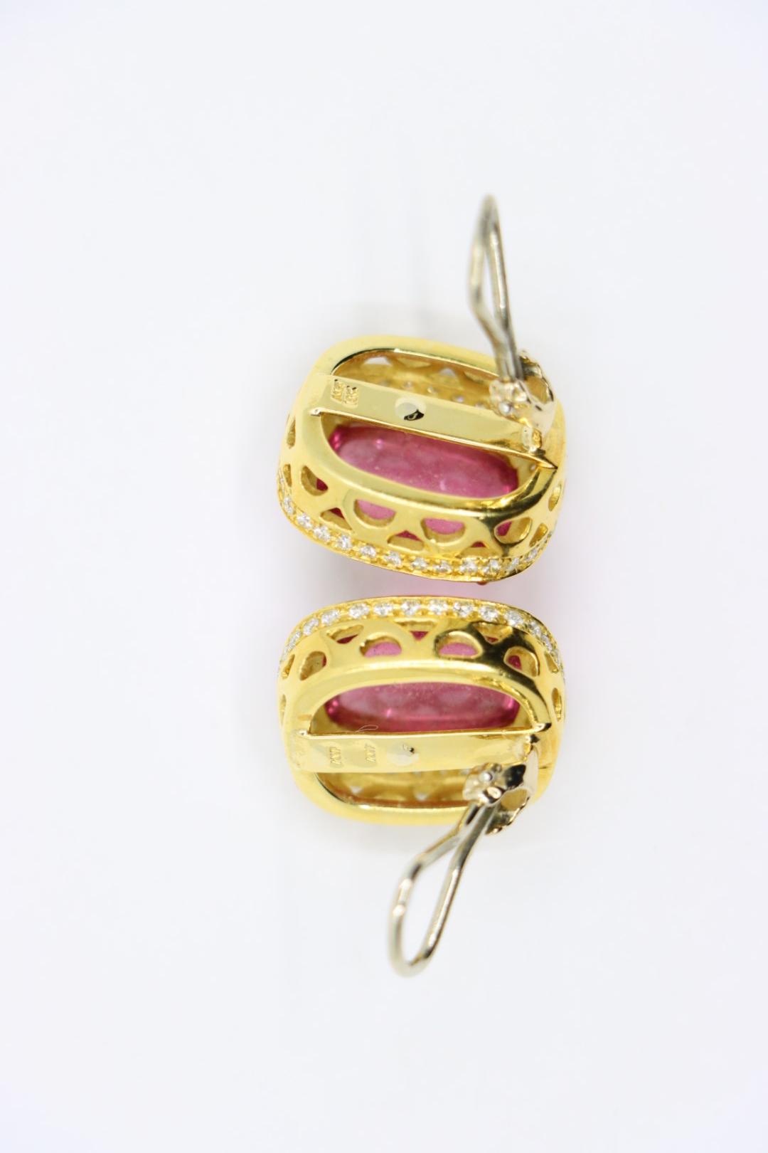 ANF 18K Gold Pink Tourmaline Diamonds Earring