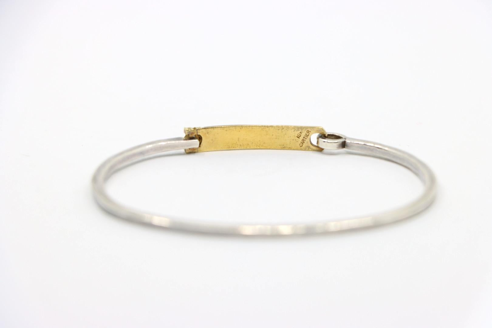 Vintage Cartier 18K Gold & Silver Bangle Bracelet