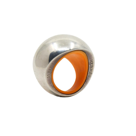 Hermes Sterling Silver Quark Cocktail Orange Ring