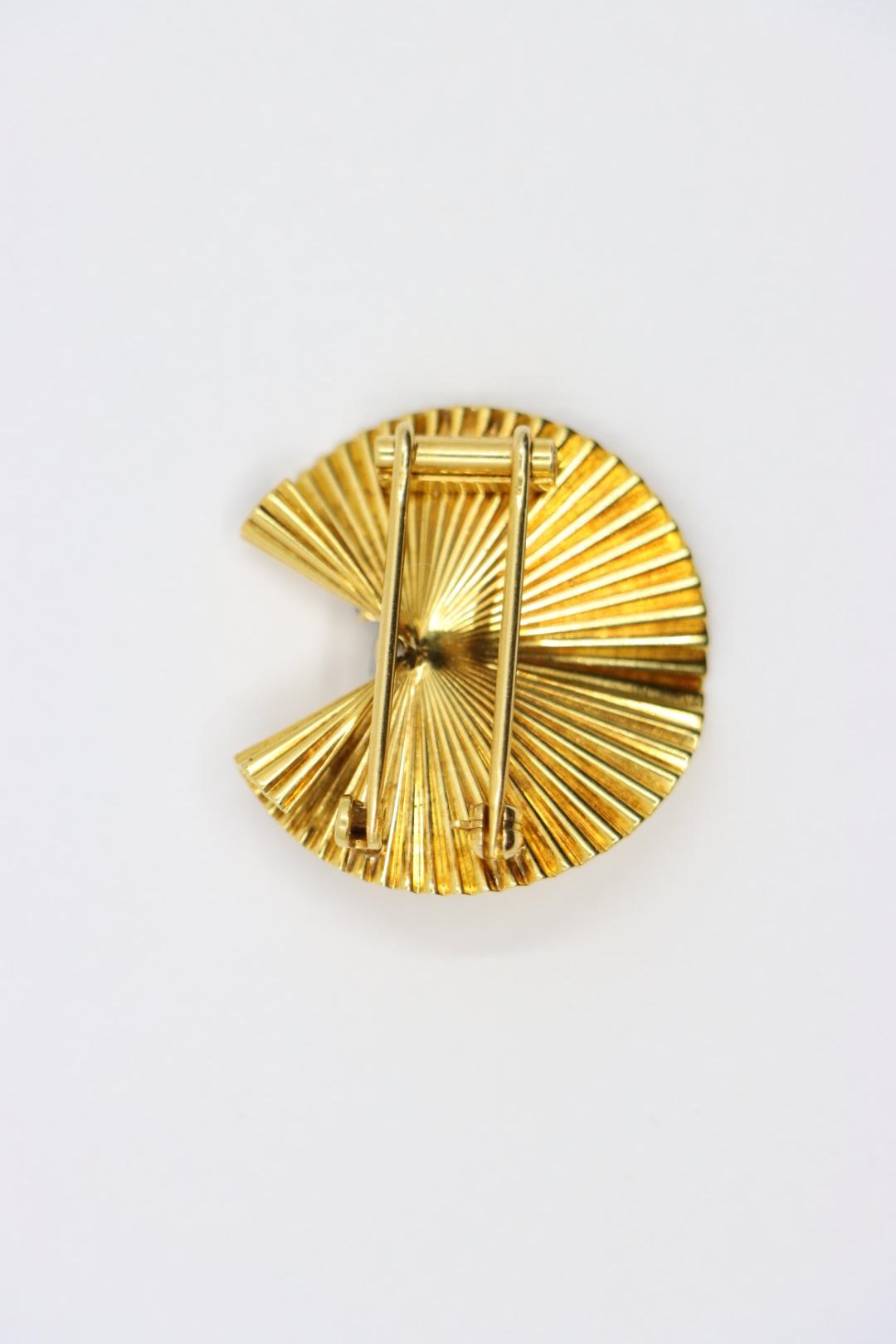 Cartier Retro 18K Gold Sapphire Diamond Brooch