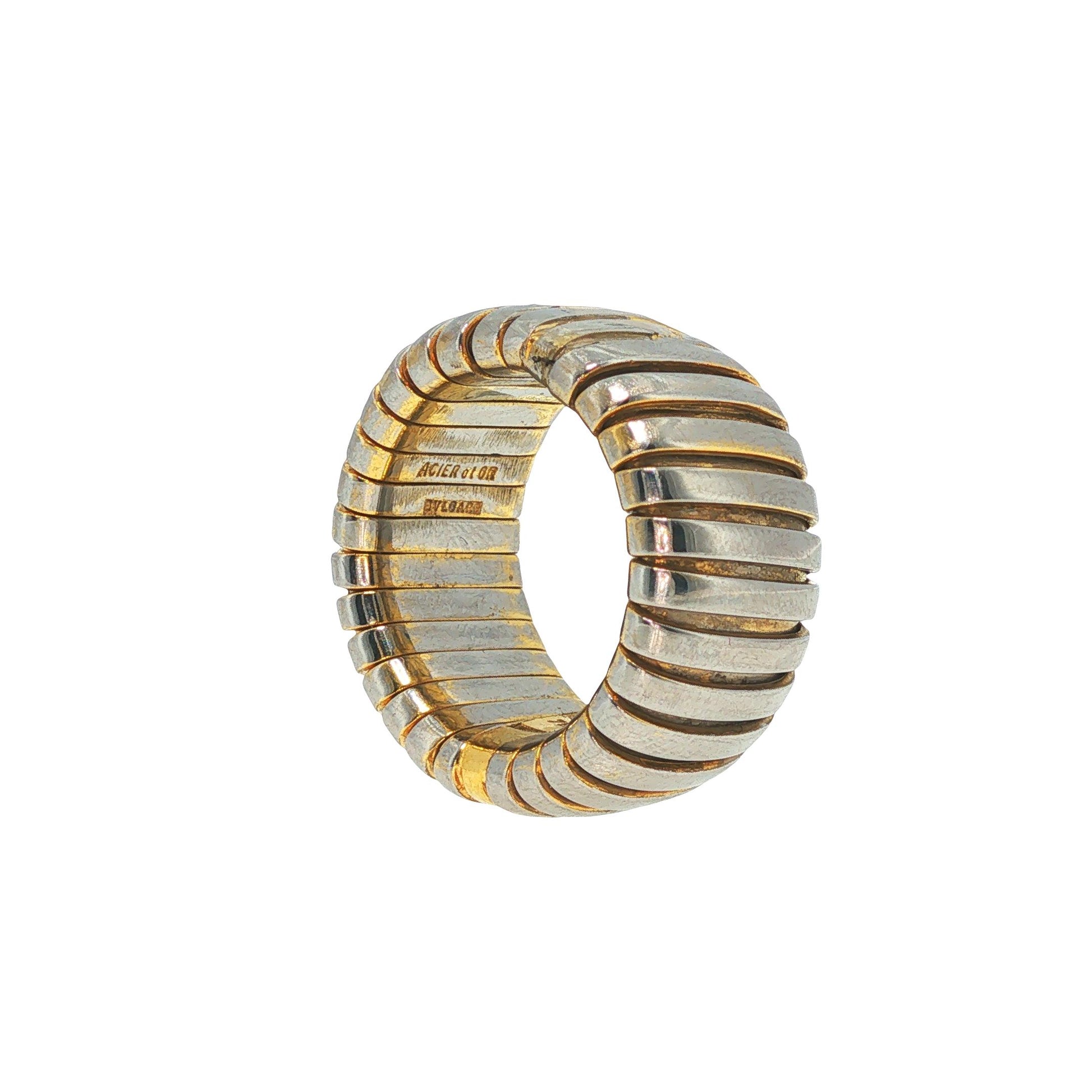 Bulgari 18K Gold and Steel Tugogas Ring