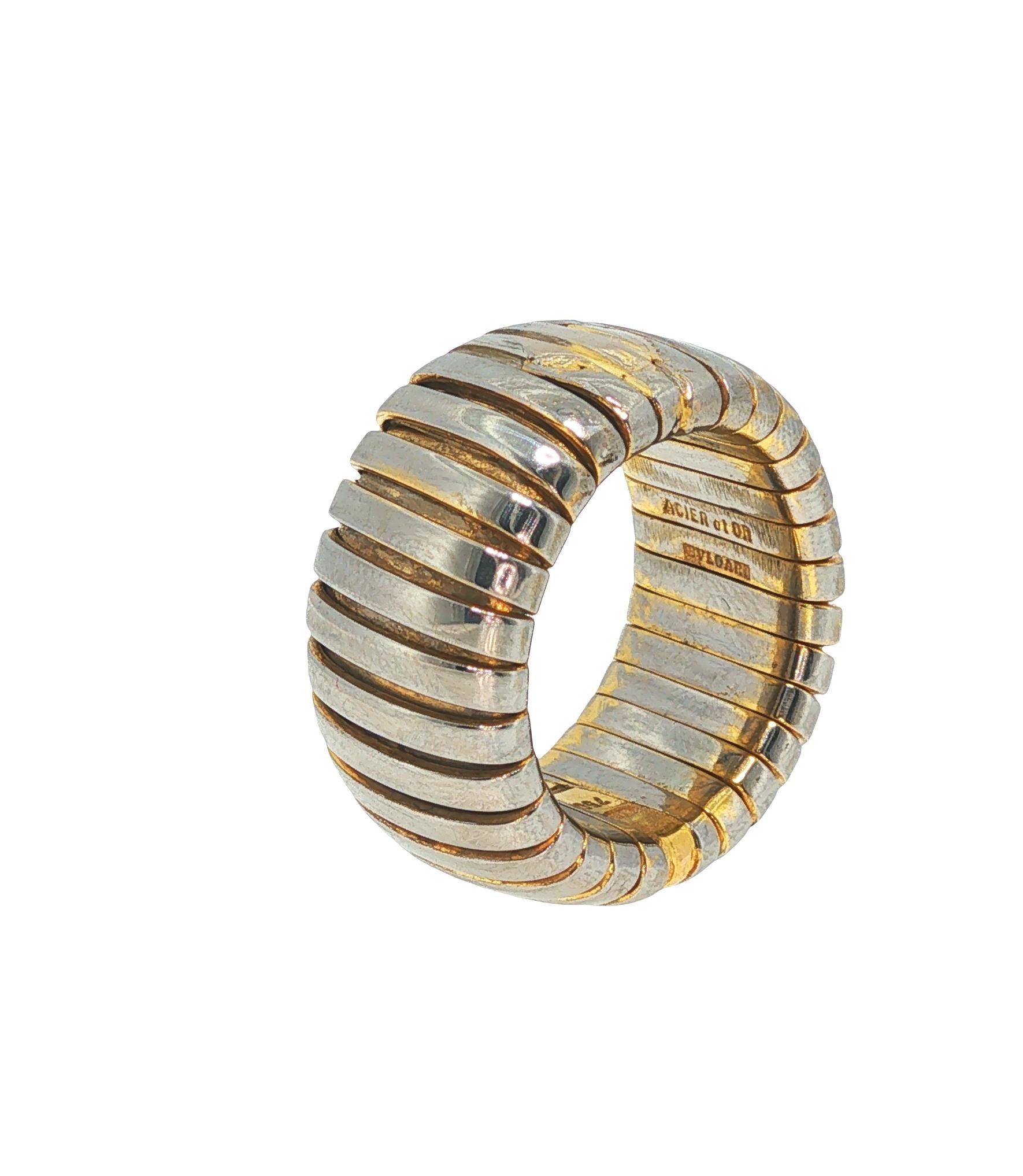 Bulgari 18K Gold and Steel Tugogas Ring