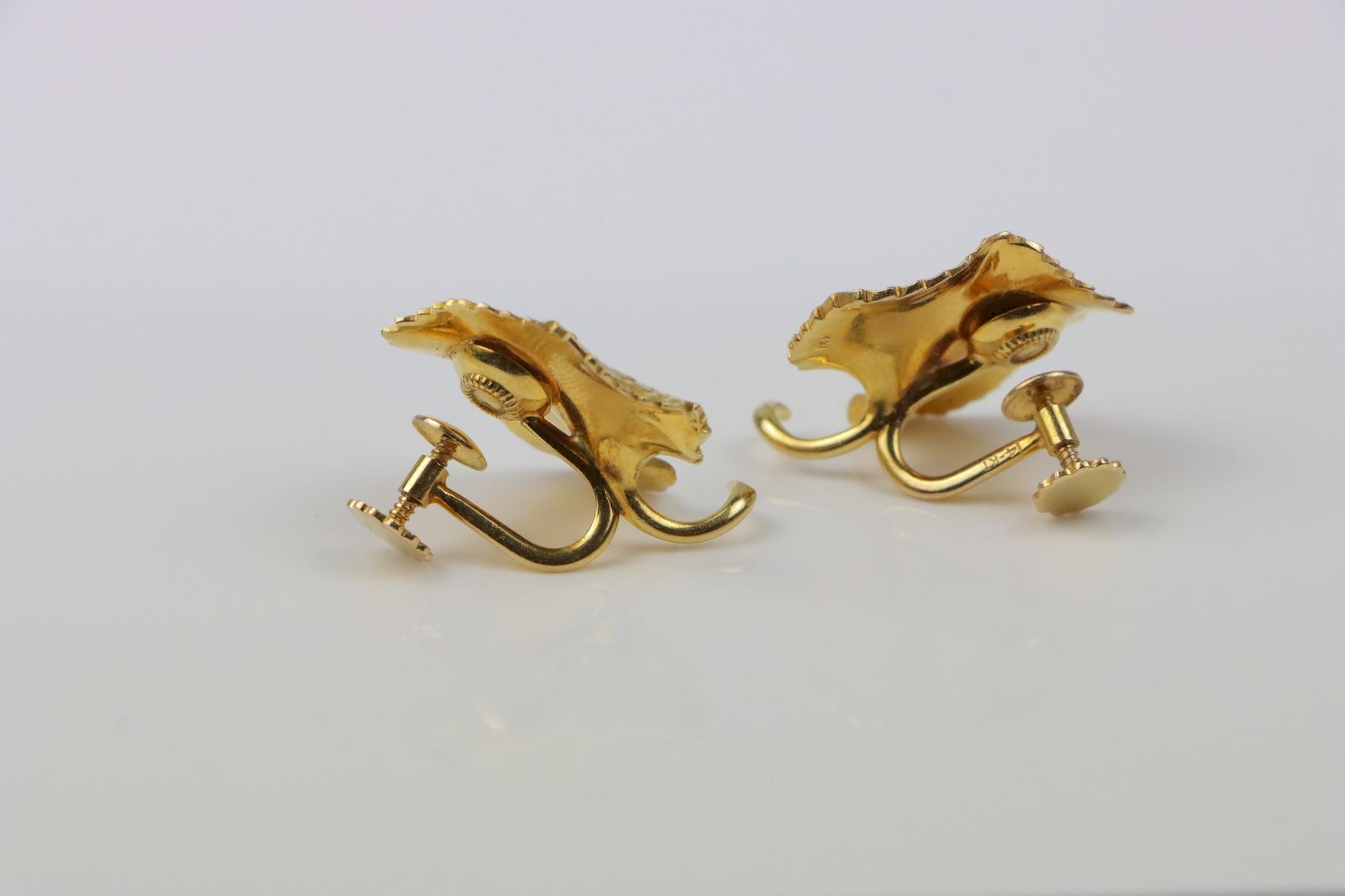 Fine 14K Gold Brooch Pin Earring Set